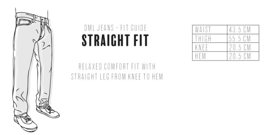 Dml Jeans - Straight Fit Size Guide